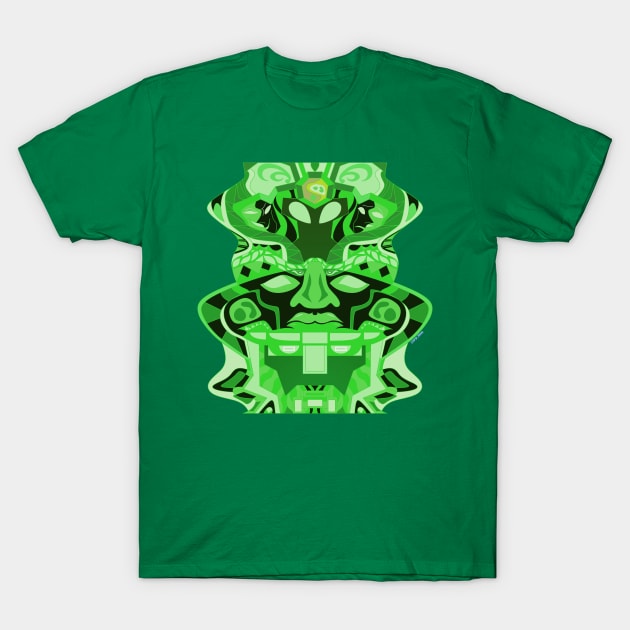 radioactive zentangle olmec sentinel head ecopop T-Shirt by jorge_lebeau